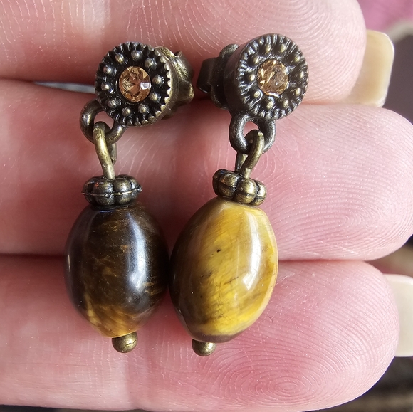 VTG Tigers Eye Earrings by Avon - Picture 4 of 4
